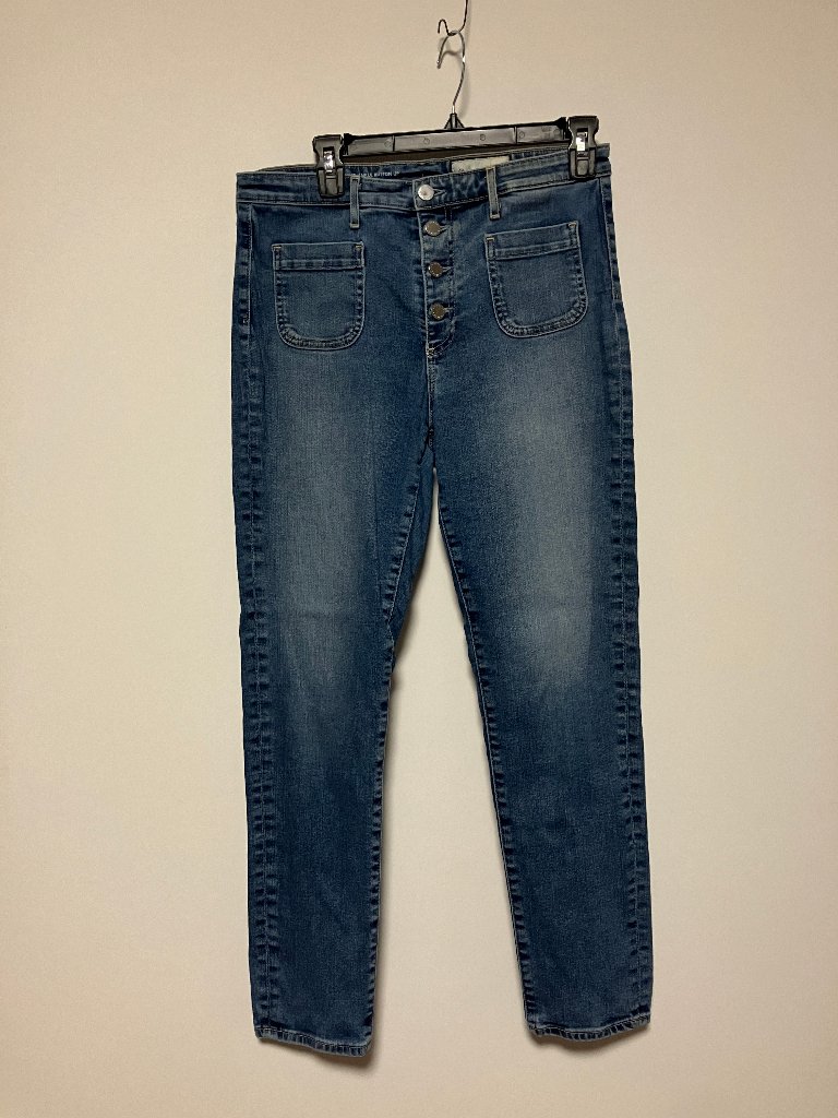 Ag X Anthropologie Vintage Stevie Ankle Button Up Slim Straight Jeans Size 31r